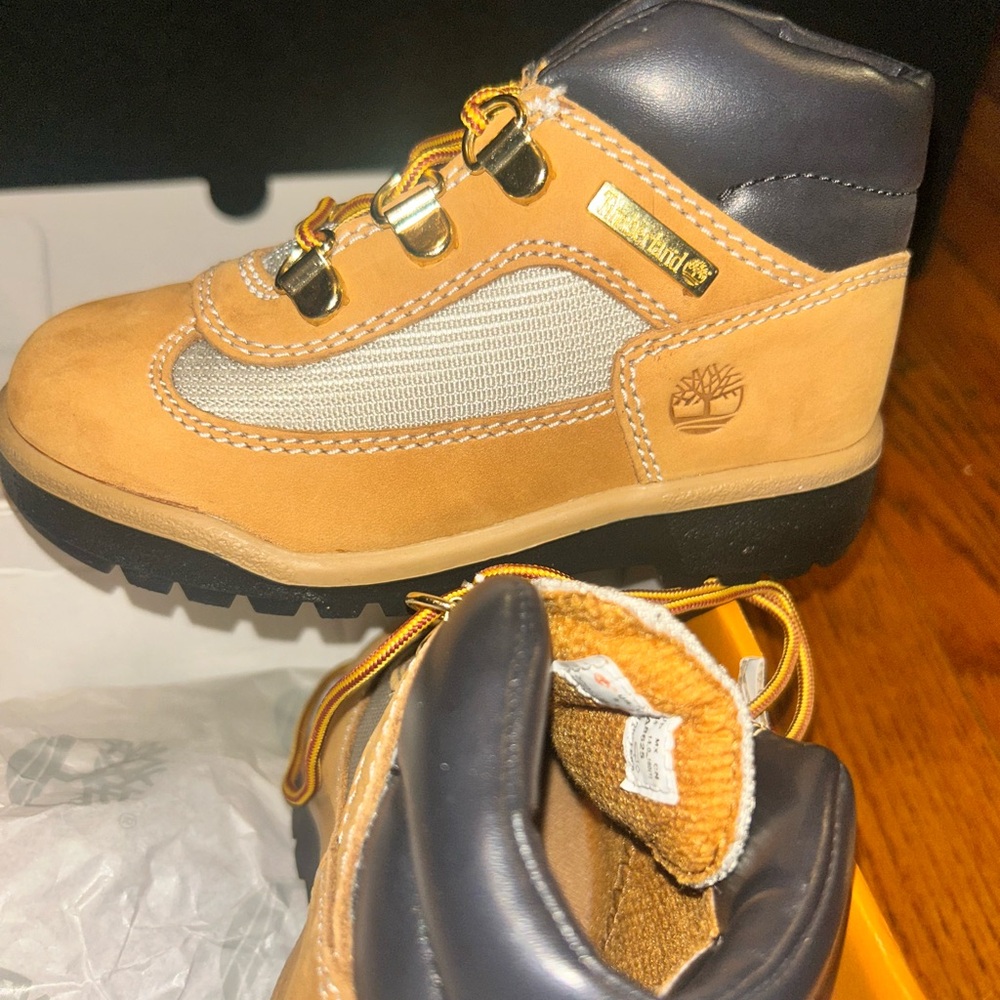 Timberland Kids Tan and Black Boots